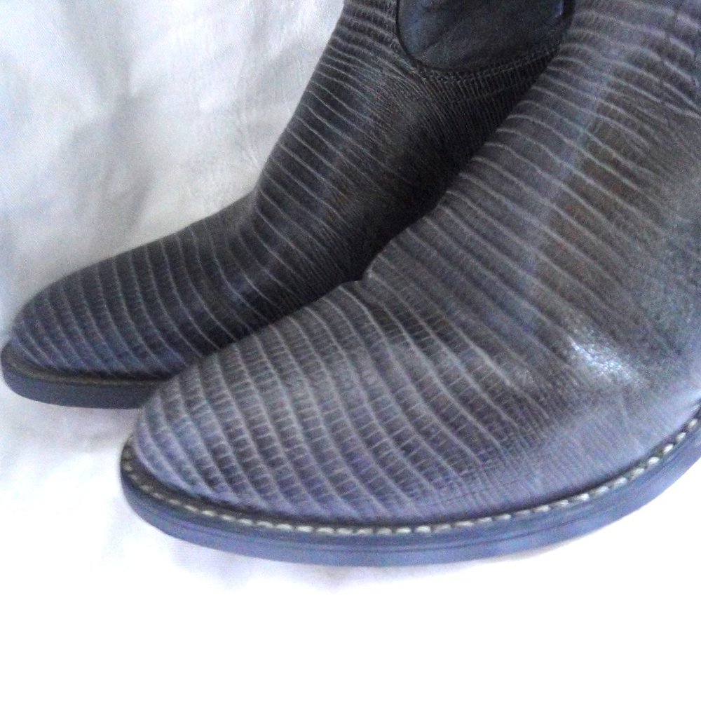 Acme Cowhide Lizard Reptile Embossed Cowboy Boots - Picture 4 of 9